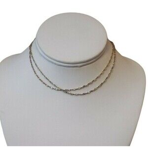 Ann Taylor Loft Gold Tone Double Strand Chain Necklace 12" + 3" Ext. Delicate